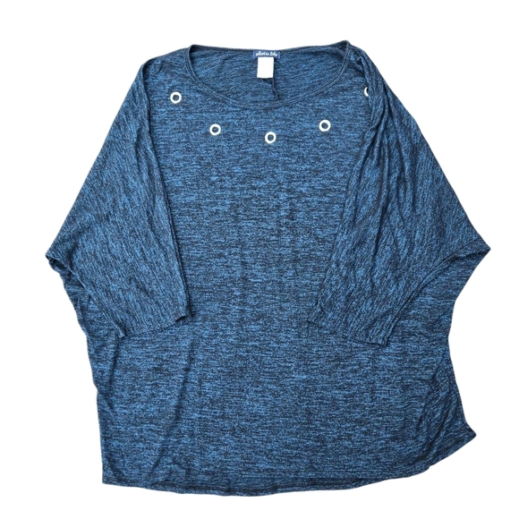 Olivia Blu Heather Blue Women's Top with Eyelet Detail - Picture 2 of 4
